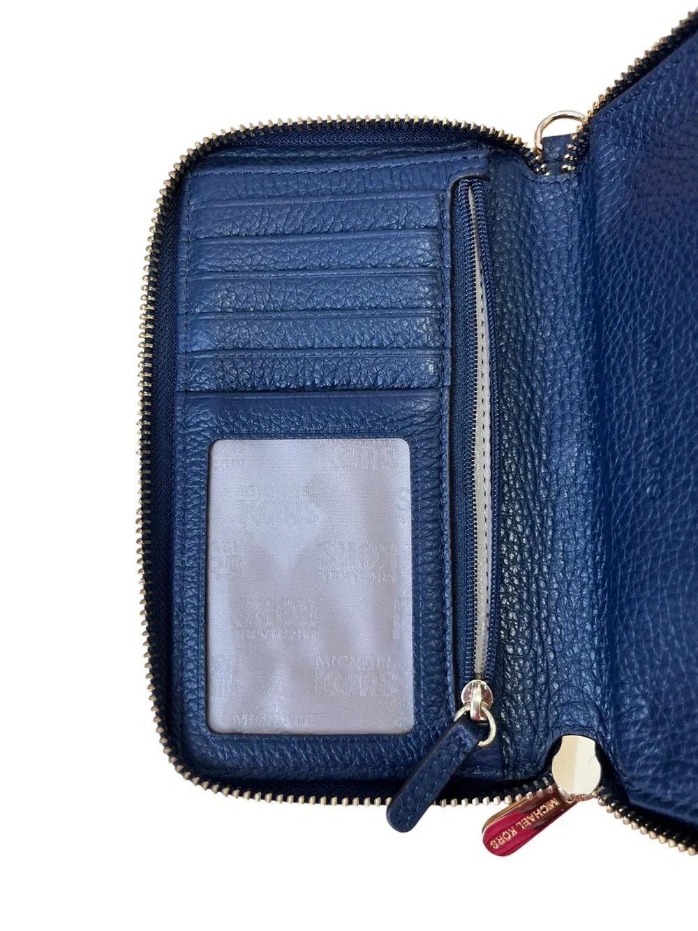 Michael Kors Fulton Multifunction Phone Wallet Navy Pebbled Leather